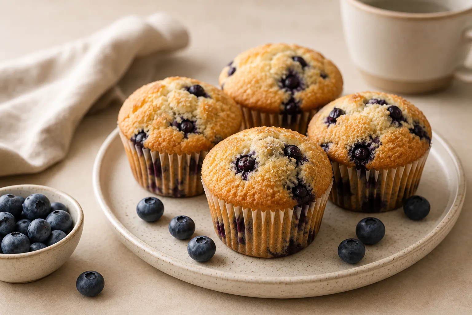 Fresh homemade honey blueberry muffins