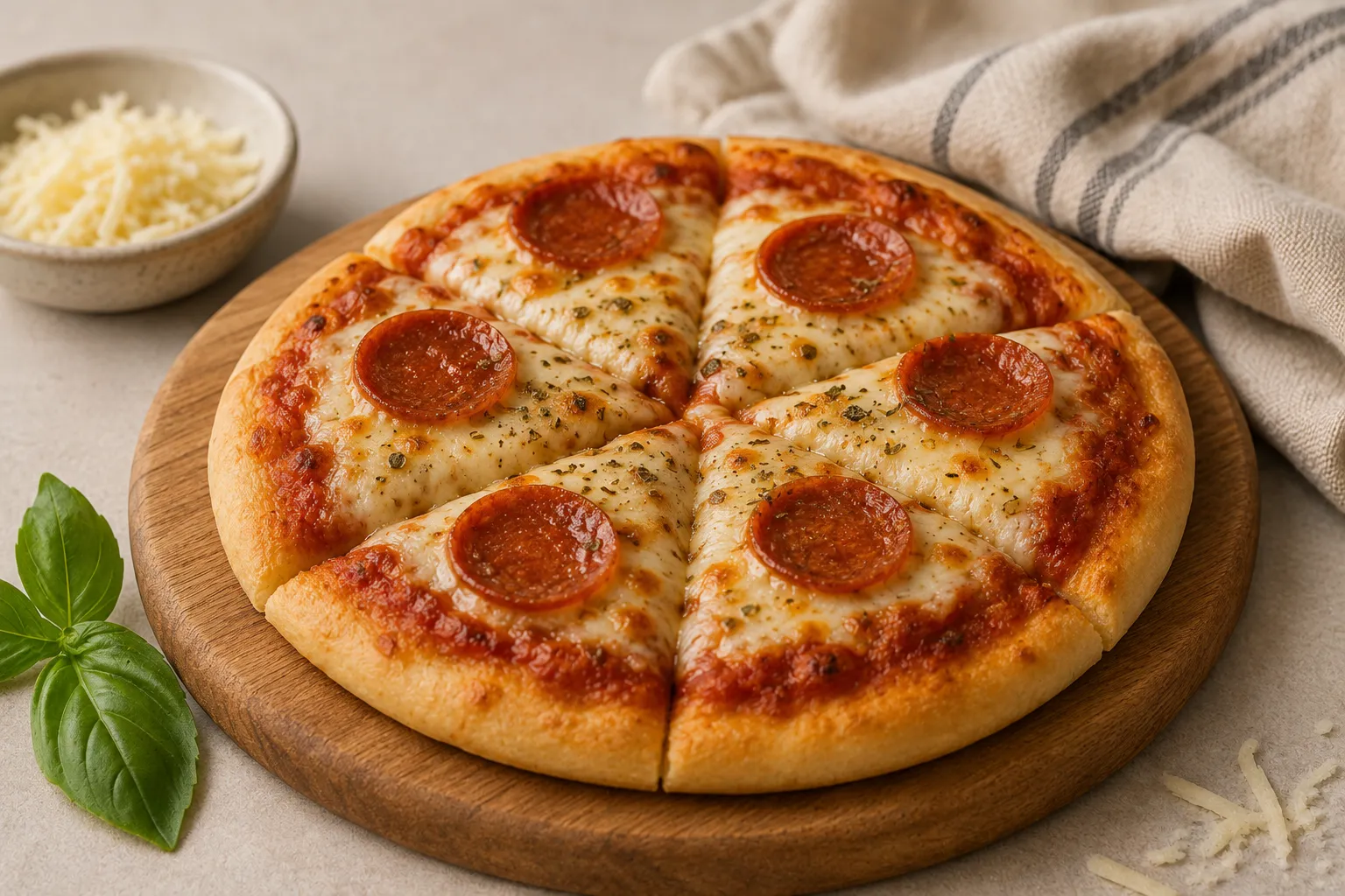 Homemade mini pepperoni pizza